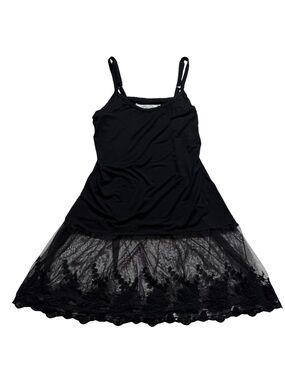 Victorian Trading Co Black Lace Slip/Dress Extender Adjustable Straps Goth L/XL